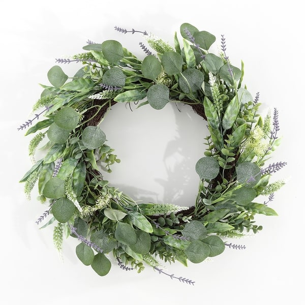 SAFAVIEH Faux 22inch Eucalyptus Leaf & Fennel Wreath Bed Bath