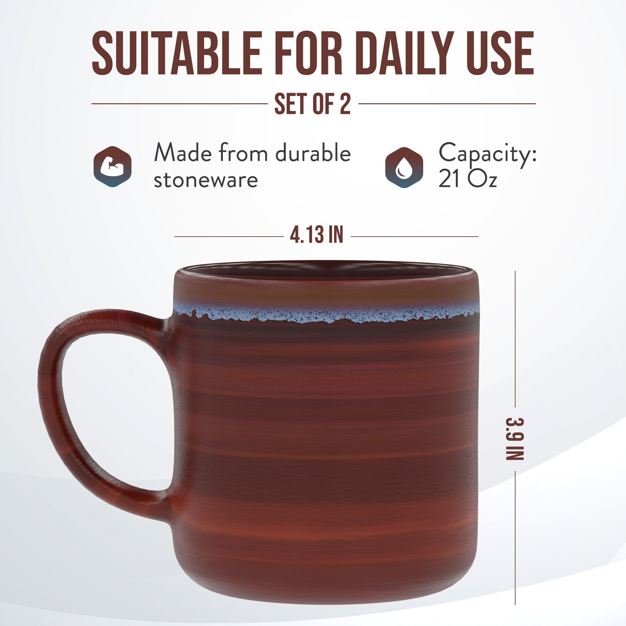 American Atelier Set of 2 Ceramic Glazed Jumbo Coffee Mugs - Overstock -  39886486