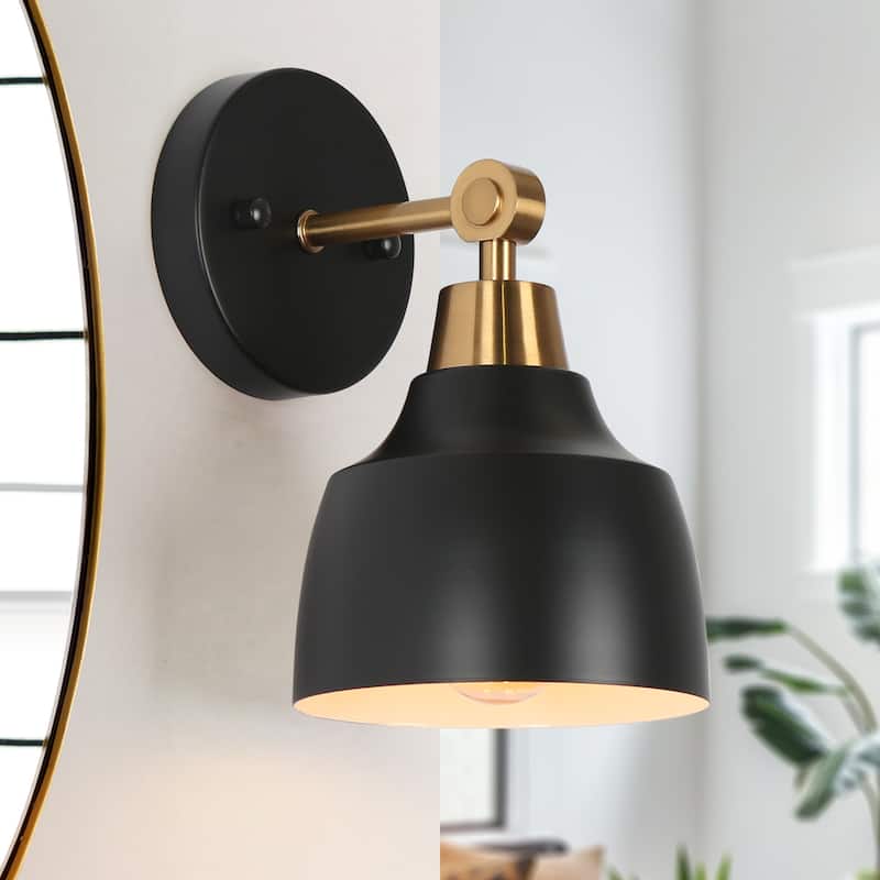 Modern 1-Light Black Gold Dimmable Wall Sconces Bathroom Vanity Light