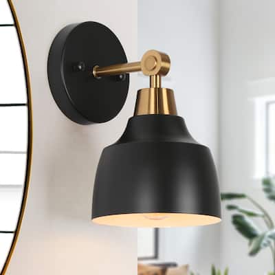 Modern 1-Light Black Gold Dimmable Wall Sconces Bathroom Vanity Light