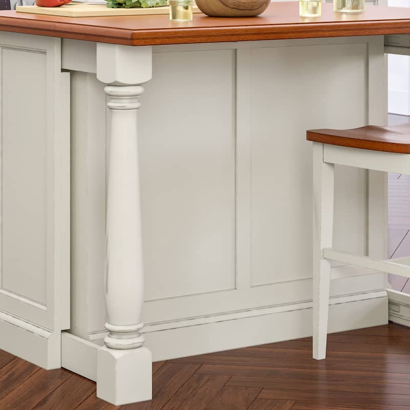 Monarch Off-White Wood Kitchen Island by Homestyles - 48" x 36" x 25"