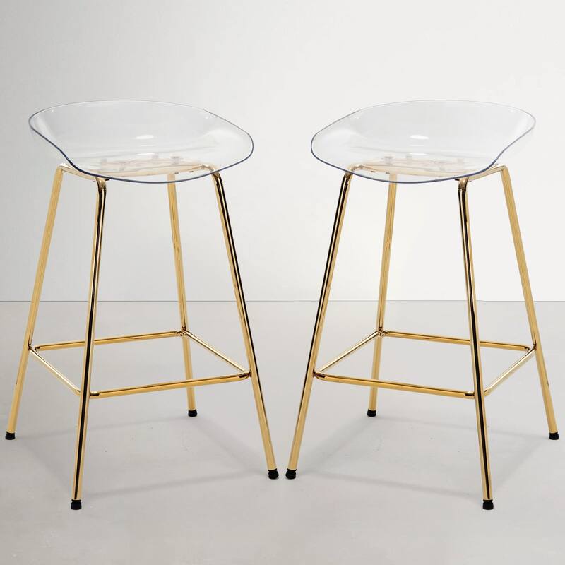 26" PC Clear Counter Stool, Bar Stools with Metal Legs - 29.9"H x 18.5"W x 18.1"D