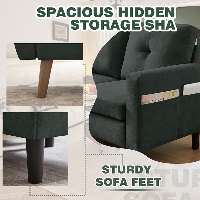 3 Pieces Living Room Set with Storage Ottoman