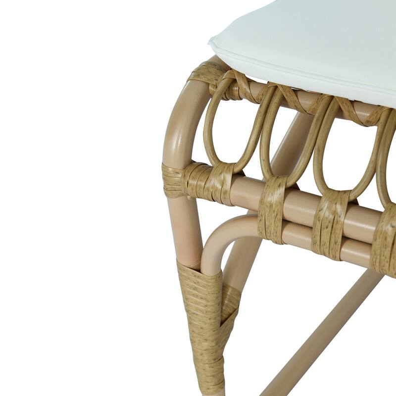 Roomfitters Set of 2 Hand-Woven PE Wicker Petal Chairs, Heavy-Duty 400lb Capacity with Washable Cushions