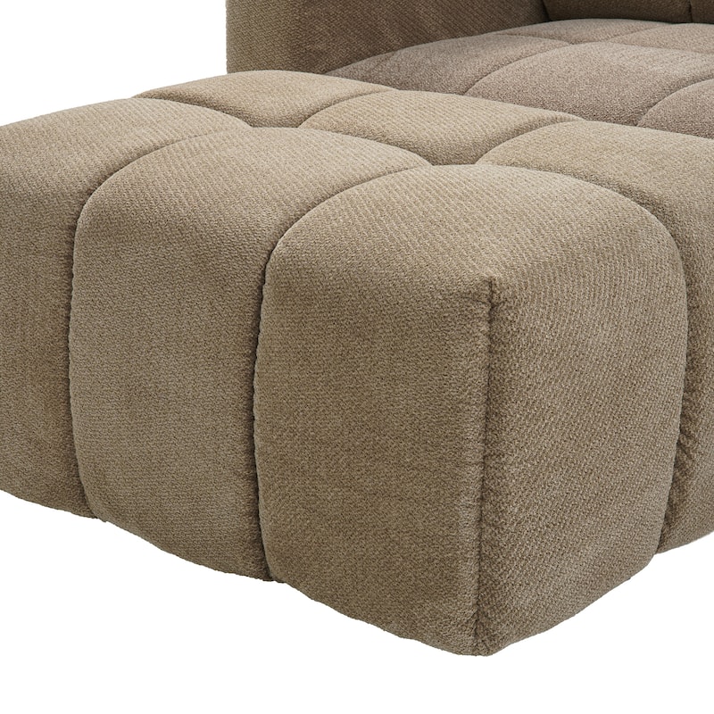 4-Seater Chenille Sectional Sofa with Chaise, High Back L-Shaped Couch, Solid Wood Frame & TB117 Certified Fabric