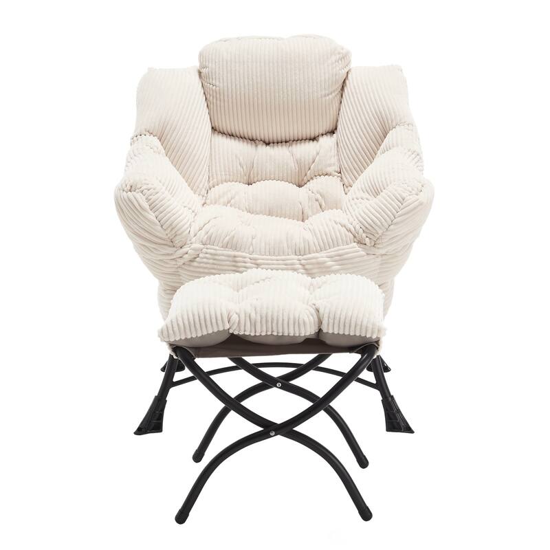 Modern Lounge Accent Chair with Armrests and a Side Pocket, Leisure Upholstered Sofa Chair Reading Chair with Footrest