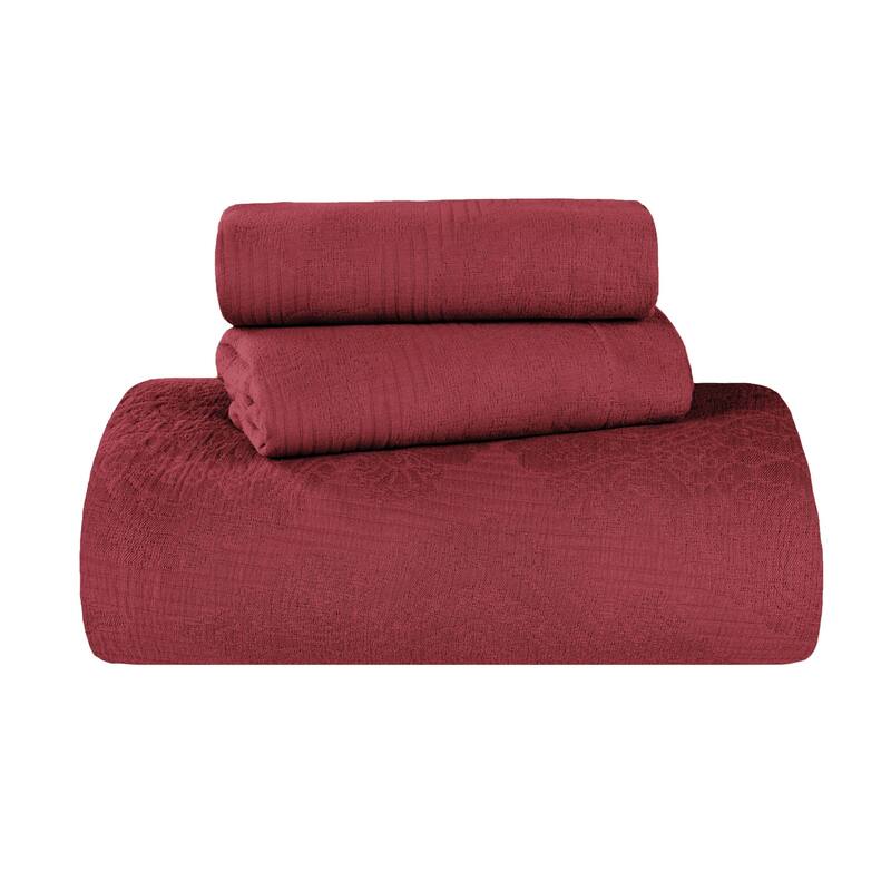 Superior Victory Cotton Matelasse Jacquard Medallion Scroll Bedspread Set