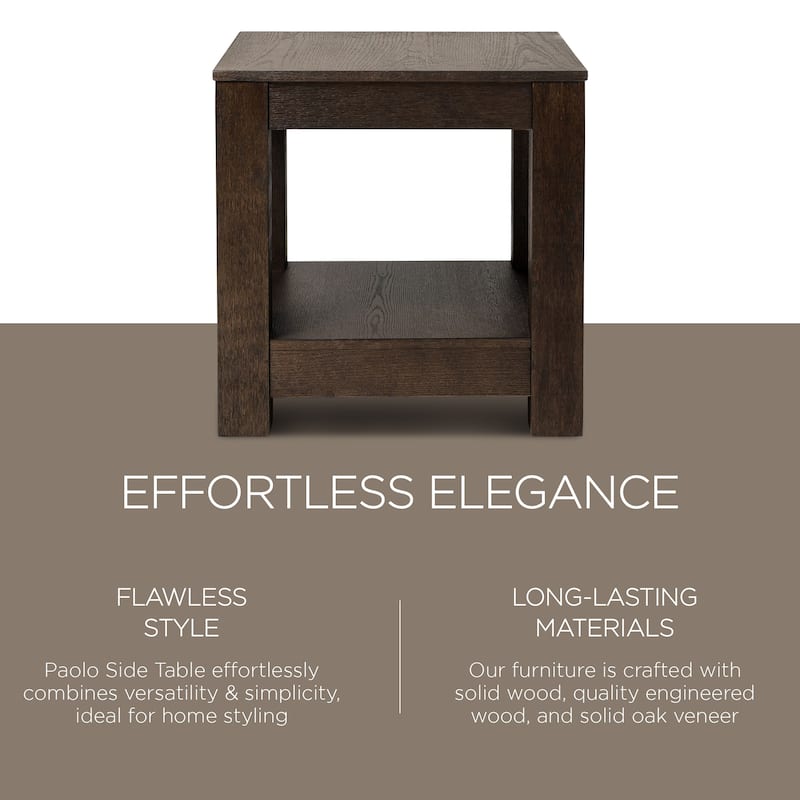 Maven Lane Paulo Wooden Side Table in Weathered Black Finish