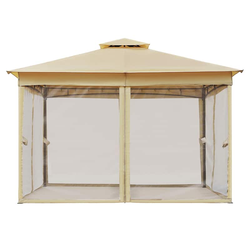 Roomfitters 10x12 FT Outdoor Gazebo with Double Roofs, Patio Canopy and Mosquito Netting for Backyard, Garden, Lawn