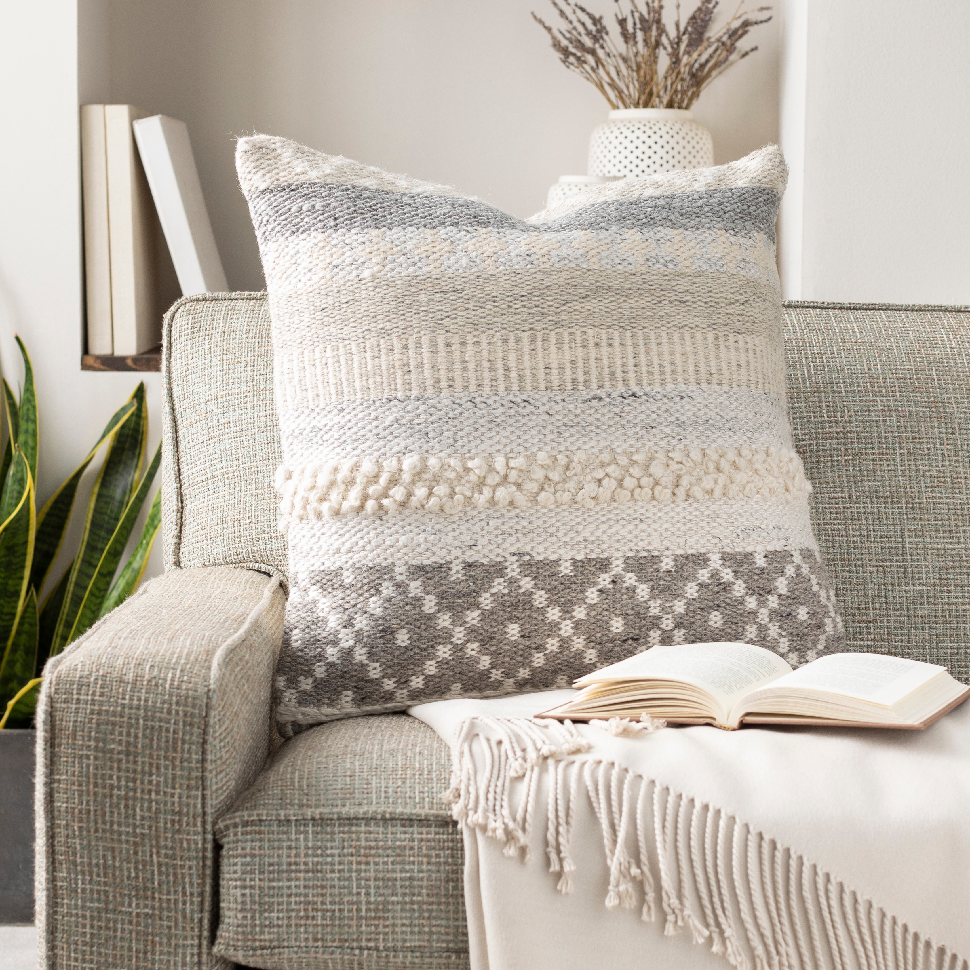 Artistic Weavers Lilith Cozy Handwoven Bohemian Nordic Patterned Wool Throw Pillow