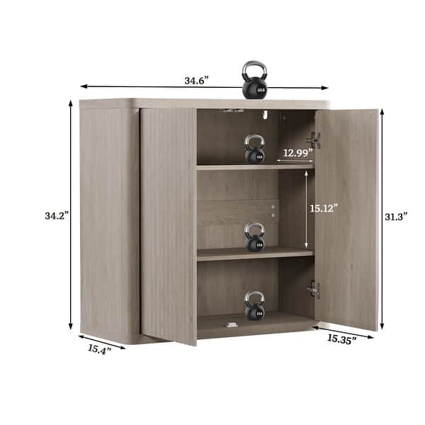 dimension image slide 2 of 3, 3 - Layer Multifunctional Rounded - Corner Side Cabinet