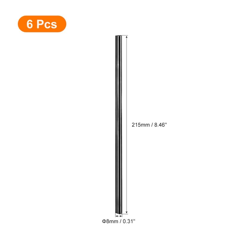 8.5" Heart Shape Stainless Steel Straws Reusable Metal Straw - Black - 6Pcs
