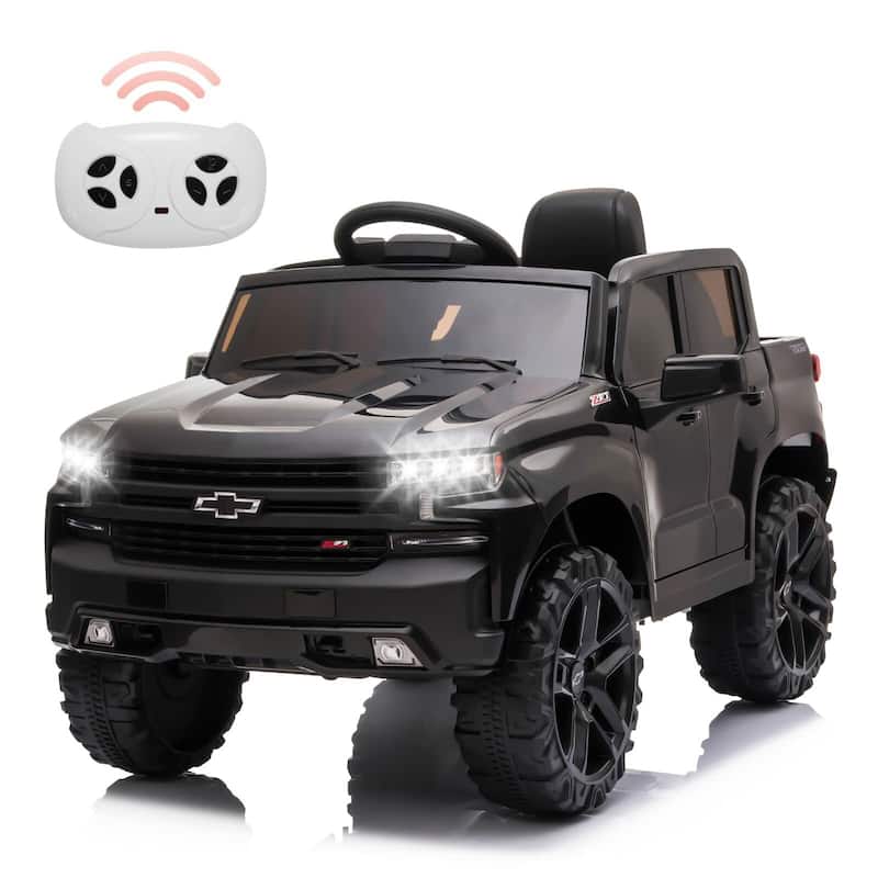 12V Kids Ride on Car , Licensed Chevrolet Silverado Kids Ride on Tuck Car - Black