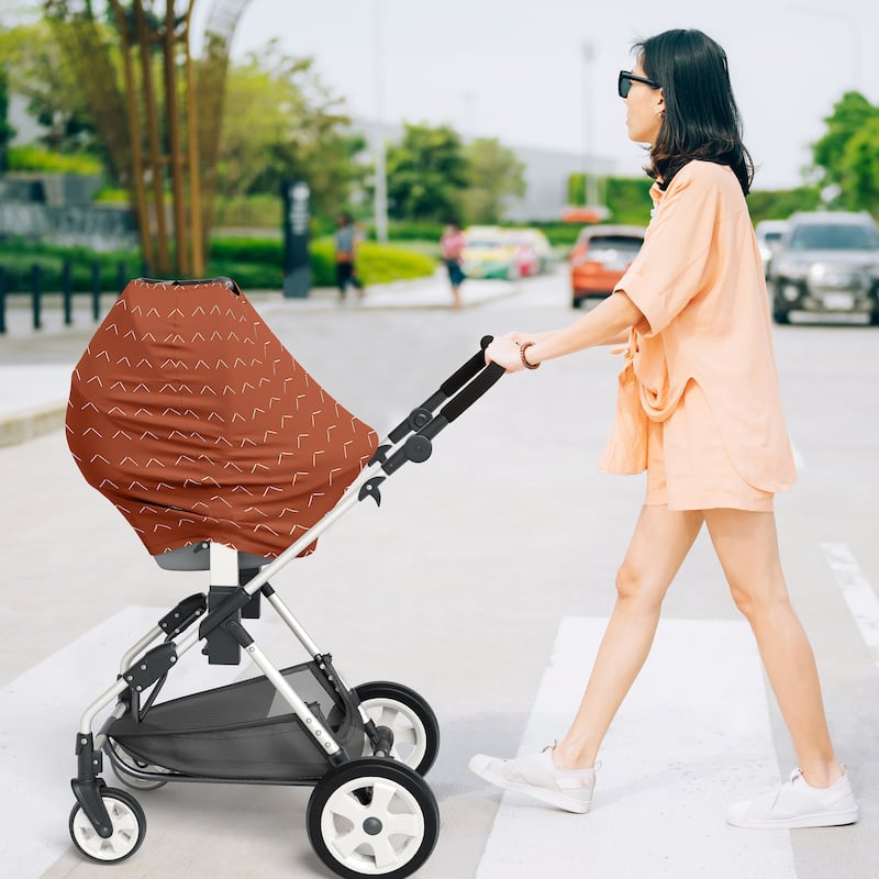 Sweet Jojo Designs Orange Boho Arrow Boy Girl 5 in 1 Baby Car Seat Nursing Cover Off White Modern Bohemian Gender Neutral Arrows