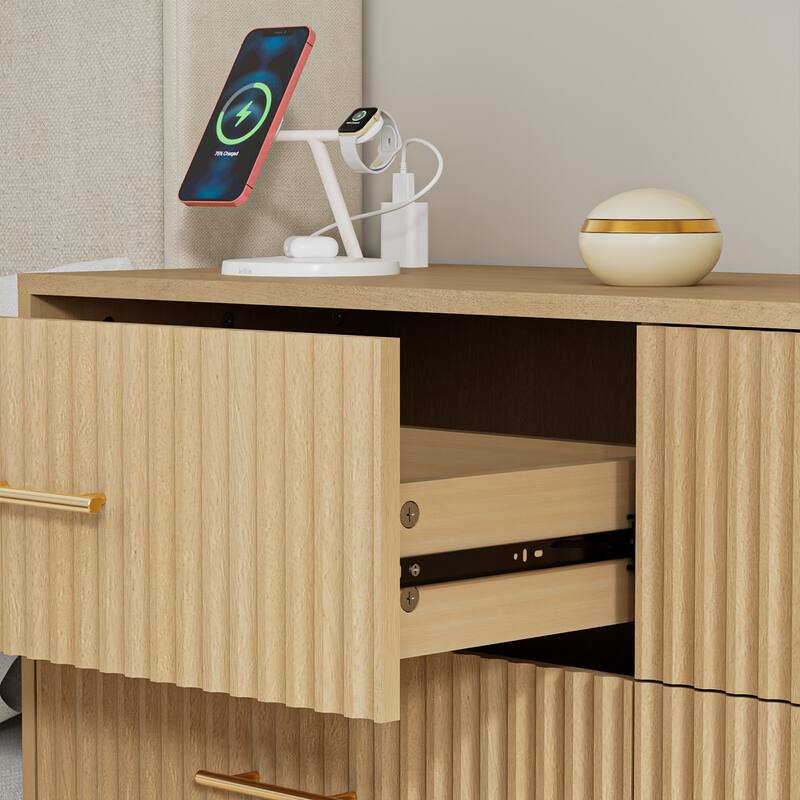 Modern Vertical Stripe 6-Drawer Dresser Multipurpose Storage