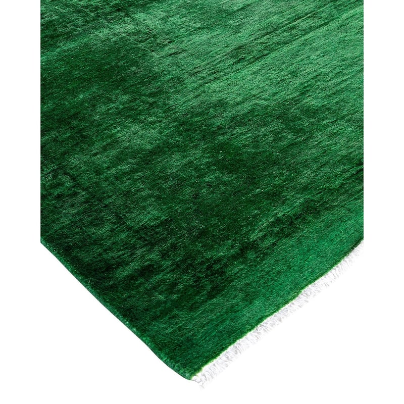 Overdyed, One-of-a-Kind Hand-Knotted Area Rug - Green - 8' 2" x 10' 1"