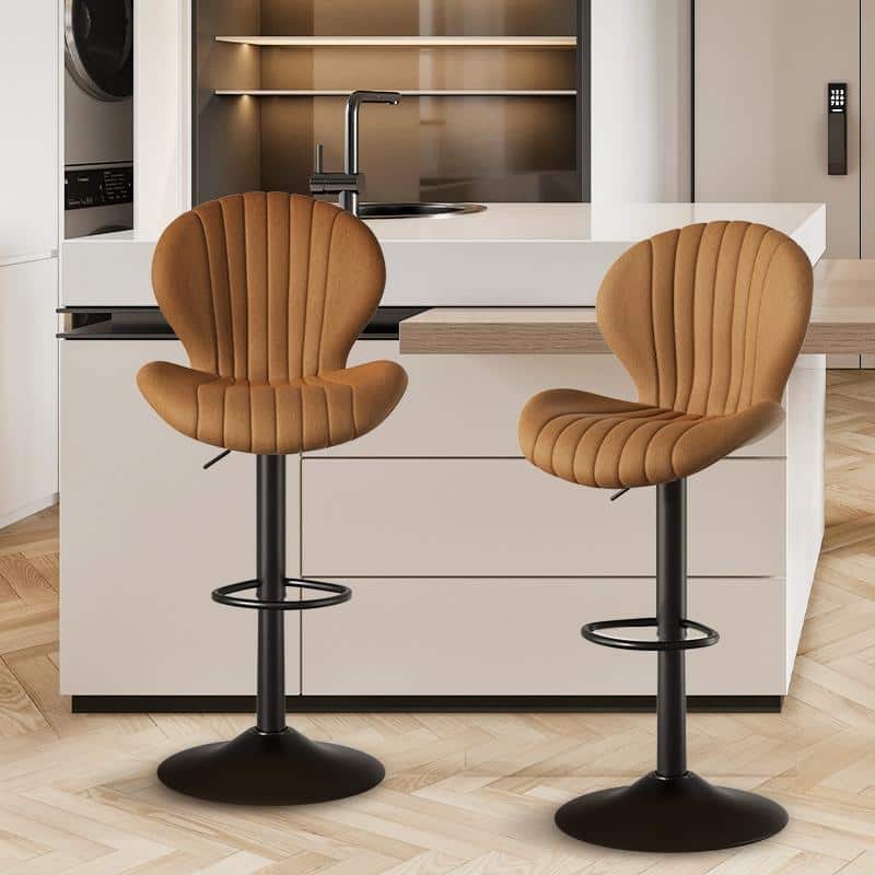 Bar Stools Set of 2 Modern Swivel Bar Chairs, Barstools Counter Height with High Backrest, Easy 3-5 Minute Assembly