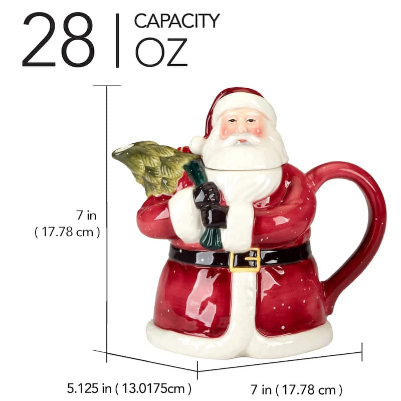 Certified International Santa's Secret 3-D Teapot - 7" x 5.125" x 7"