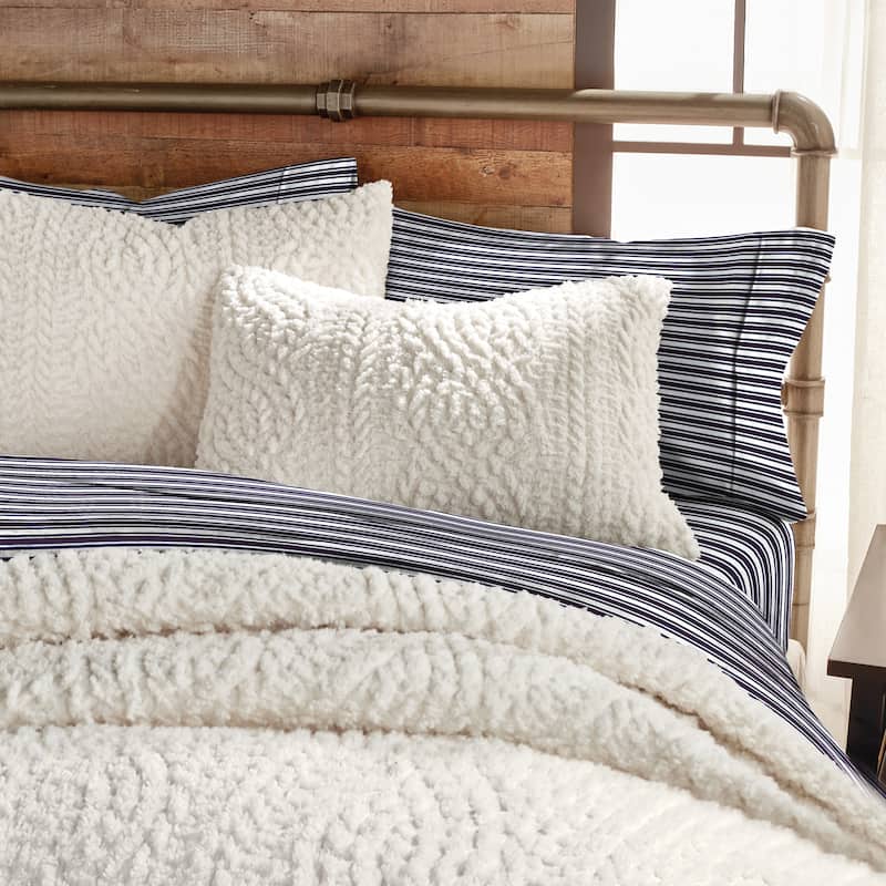 G.H. Bass & Co. Cable Knit Pinsonic Sherpa Comforter Set - Twin