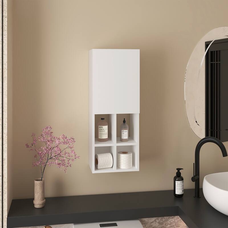 Niwot Wall Bathroom Cabinet, One Door, Organizer For Toiletries And Towels, White - White