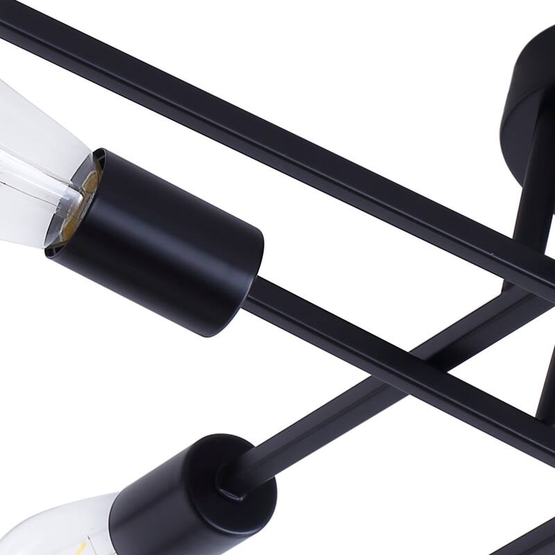 Modern Black 6-Light Sputnik Ceiling Semi Flush Mount Lamp