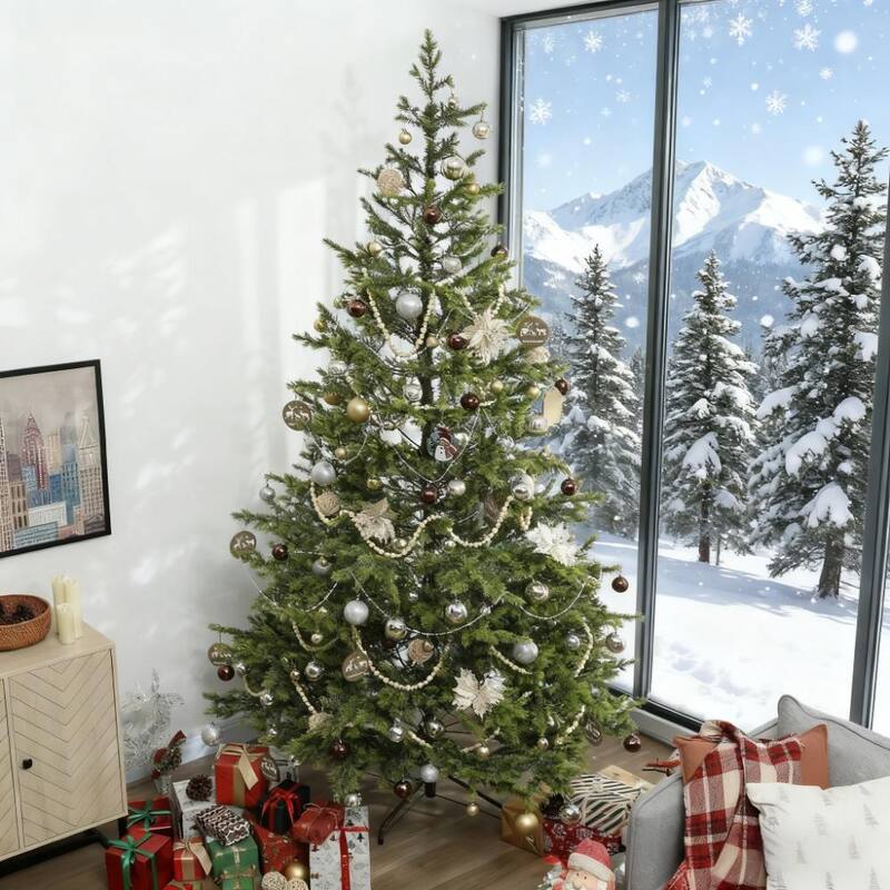 7ft Artificial Sparse Christmas Tree with Steel Stand and 4306 Tips - Green