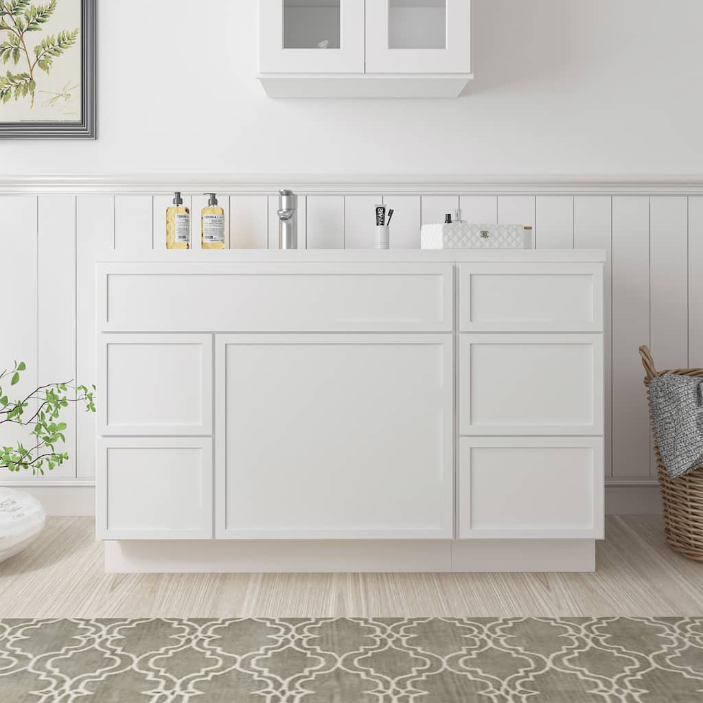 Vanity Art 51" Birch Freestanding Bathroom Vanity Cabinet without Top
