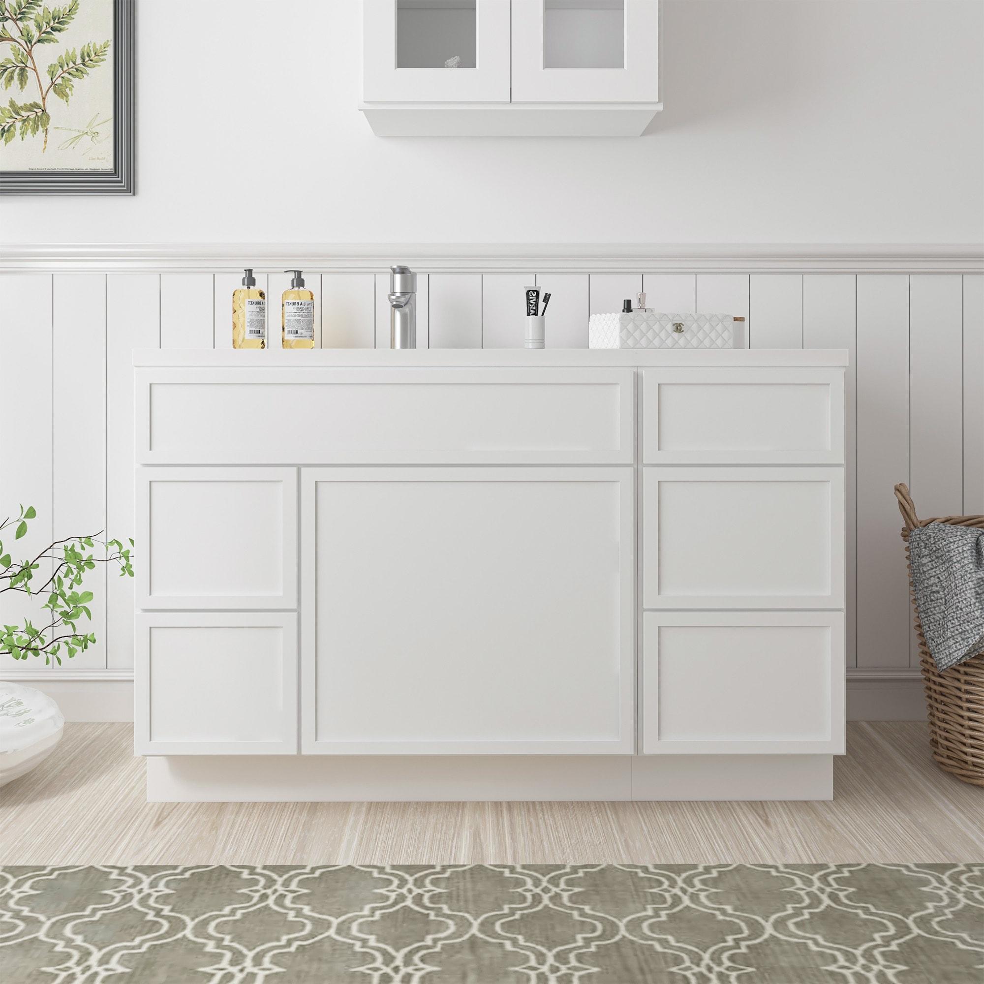 Vanity Art Colton 51" Birch Freestanding Bathroom Vanity Cabinet without Top