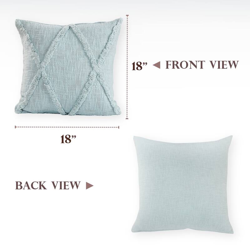 Heartham Set of 2 Contemporary Diamond Cotton Throw Pillow Covers, 20" x 20", 2 PCS (Covers Only) by Sevita