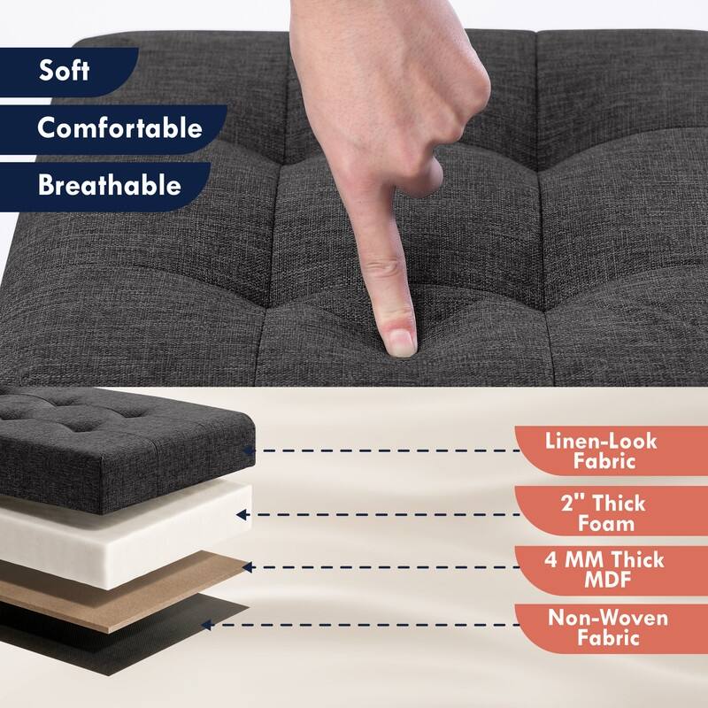 30 Inch Linen Foldable Bench Storage Ottoman