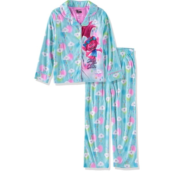 Shop Dreamworks Girls 4 10 Trolls Coat Pajama Set Mint Overstock 26267871