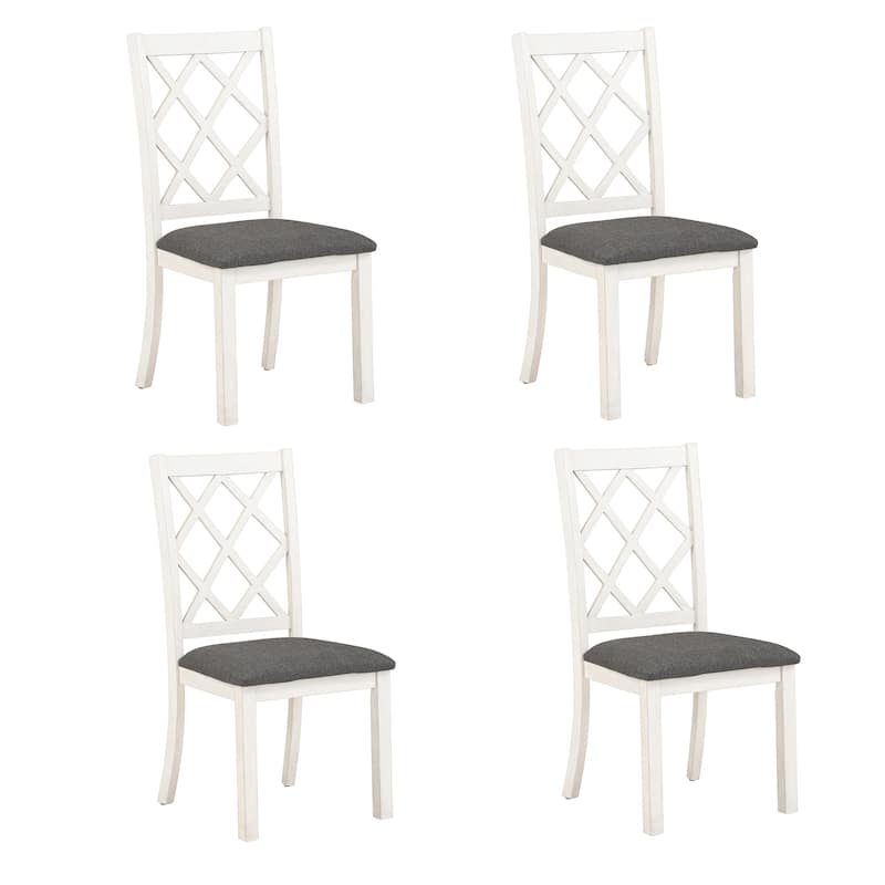Roomfitters Mid-Century Solid Wood 5-Piece Round Dining Table Set with Upholstered Chairs for Small Spaces