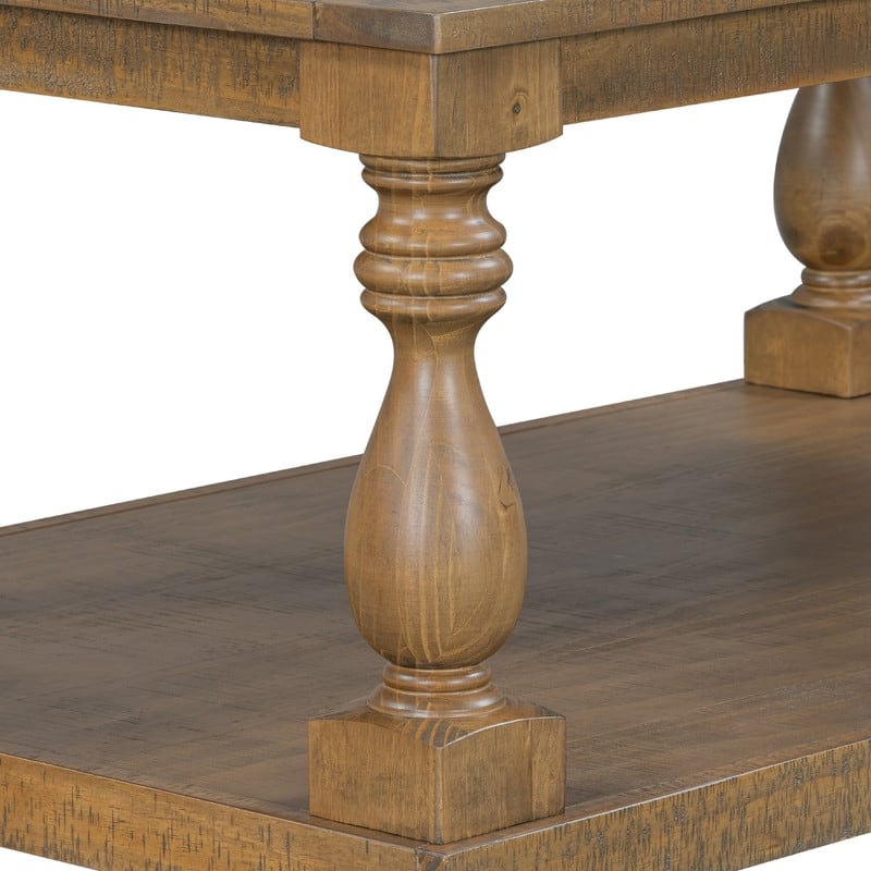 Vintage 45.2" Solid Wood Coffee Table with Open Shelf