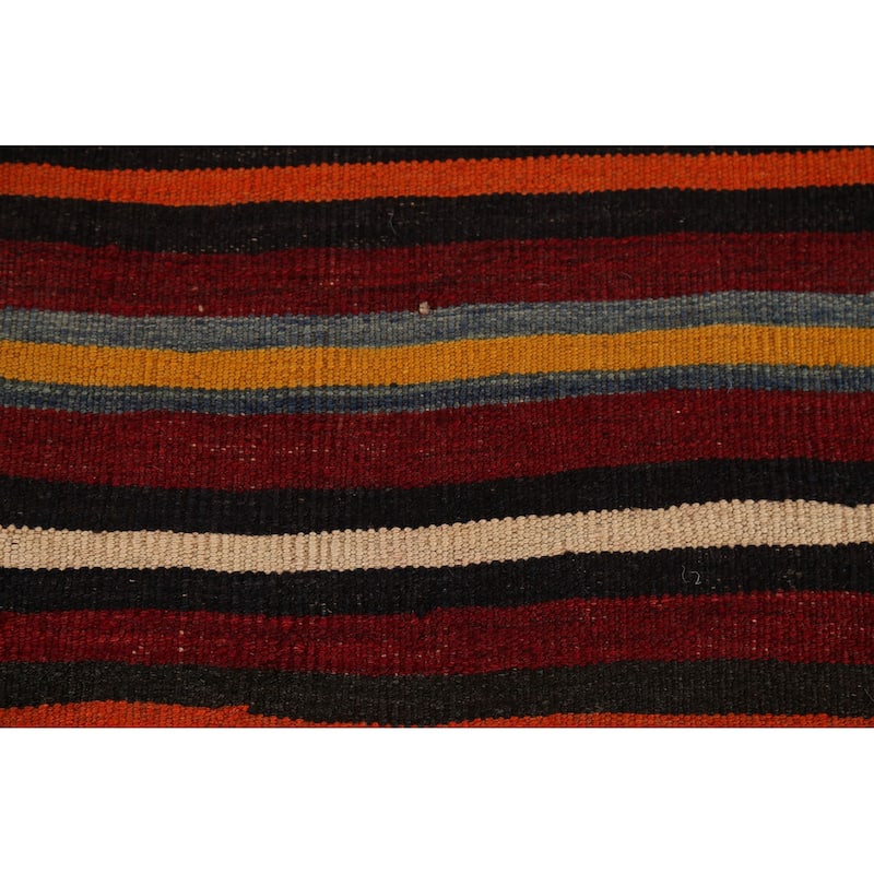 Striped Kilim Qashqai Persian Vintage Rug Hand-Woven Wool Carpet - 6'2"x 9'0"