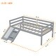 preview thumbnail 15 of 16, Twin Size Pine Wood Low Loft Bed with Slide and Ladder