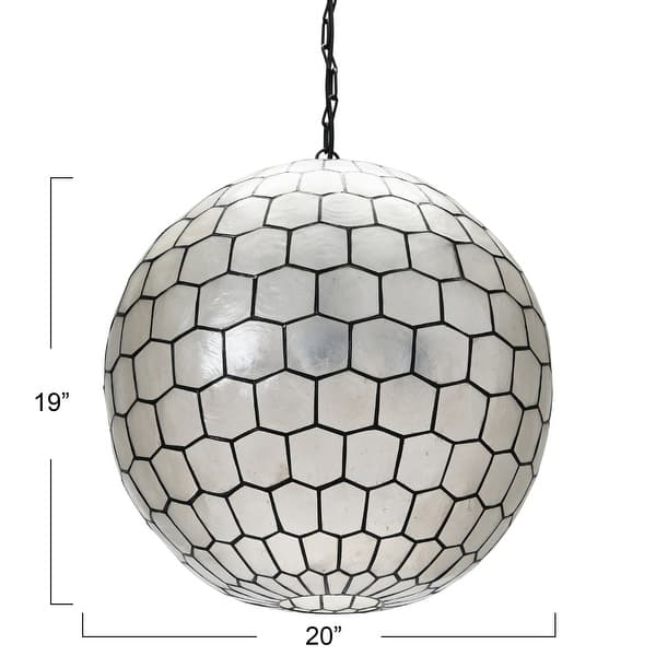 dimension image slide 7 of 9, Capiz Honeycomb Globe Pendant Light