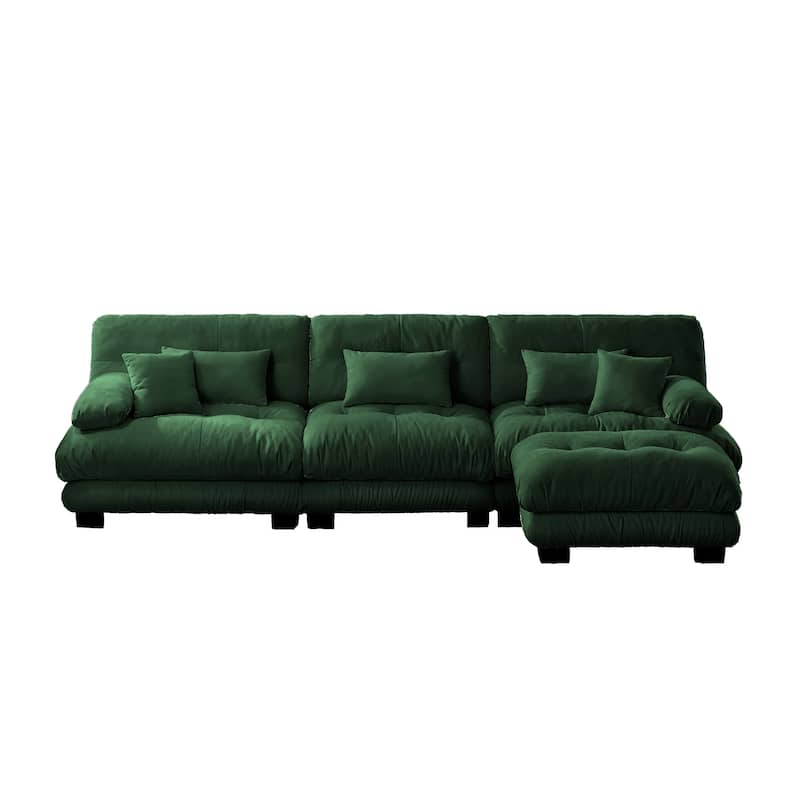 3-Seater L-Shaped Deep Seat Sofa Couch with 1 Ottomans