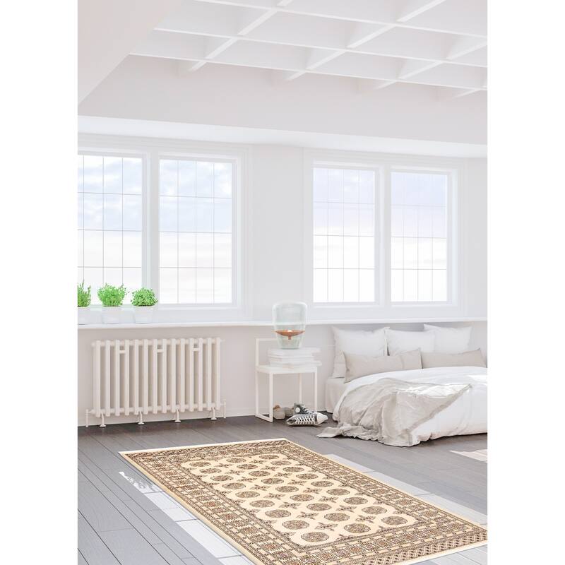ECARPETGALLERY Hand-knotted Peshawar Bokhara Beige Wool Rug - 4'7 x 6'8