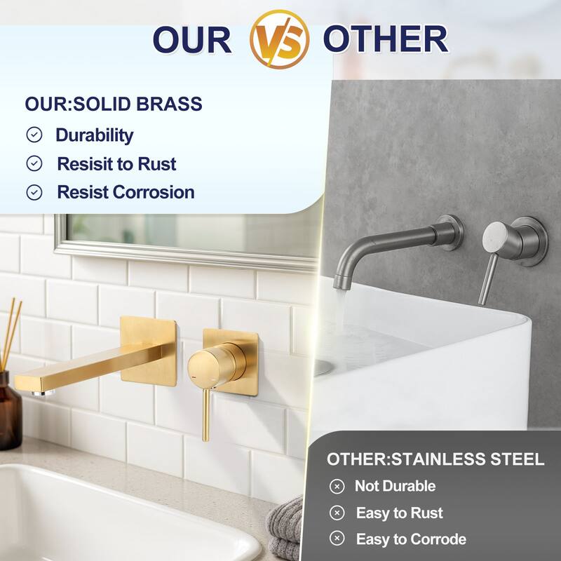 WOWOW Wall Mount Single Handle Bathroom Faucet in Modern