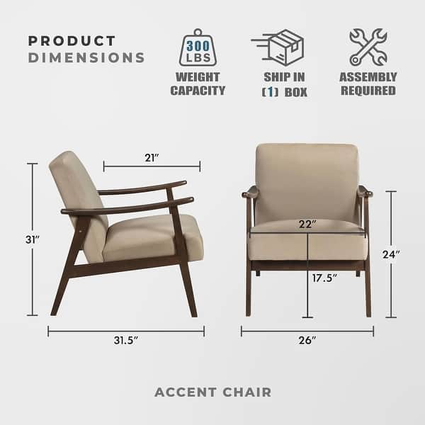 Mid Century Modern Velvet Accent Chair with Solid Wood Armrests for ...