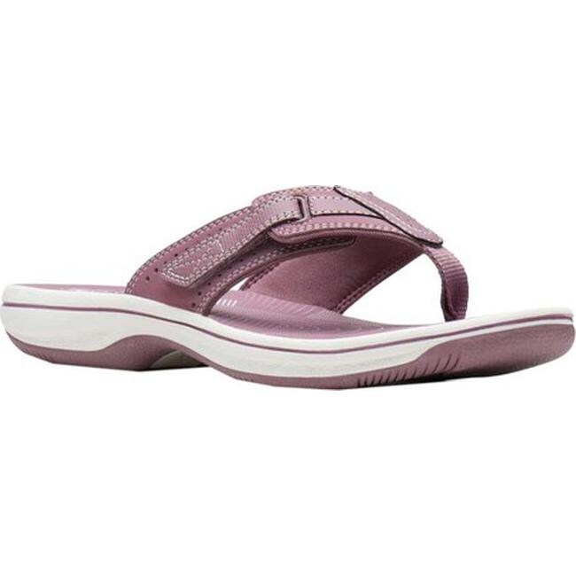 clarks flip flops purple