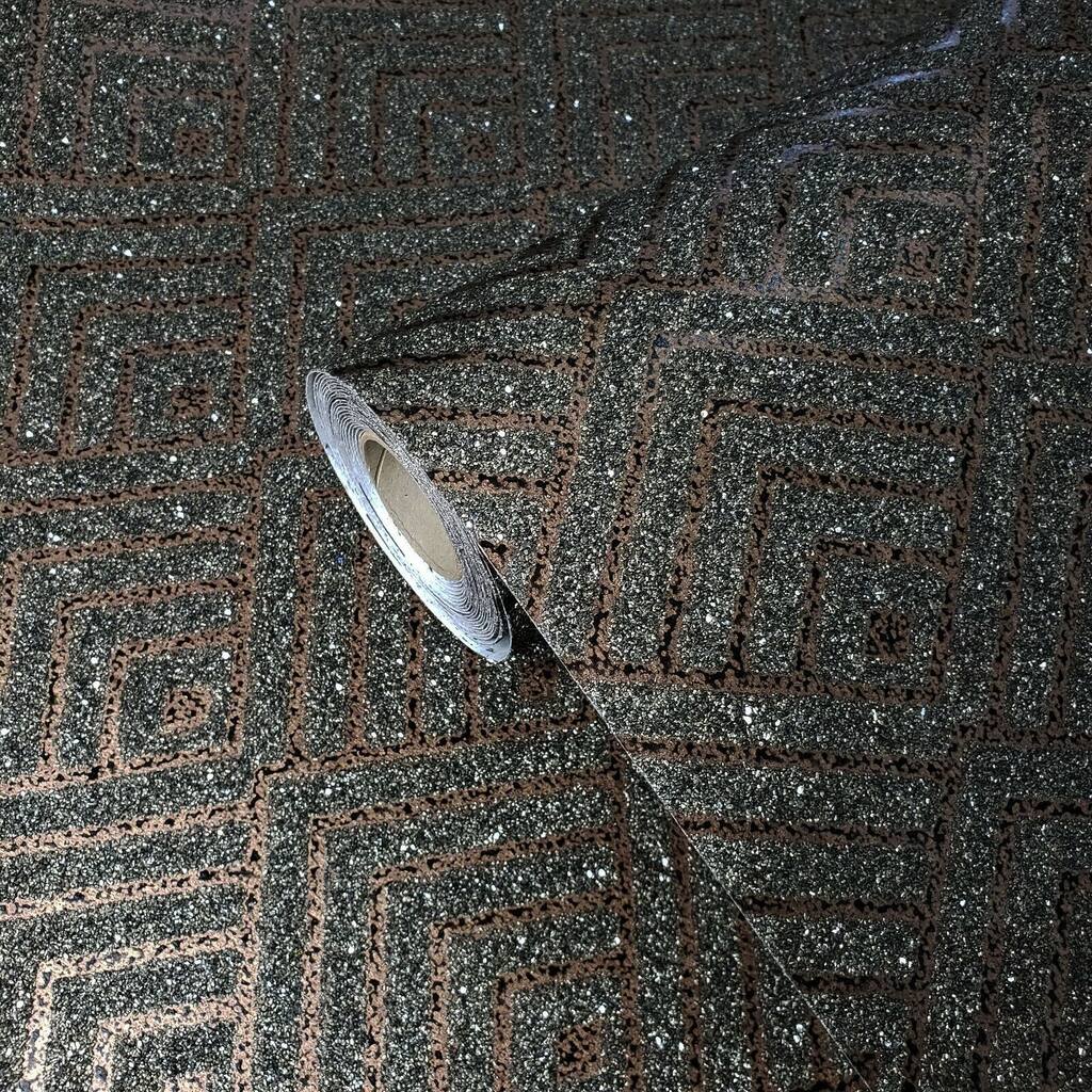 Mica Vermiculite Gray Copper Geometric Natural Wallpaper