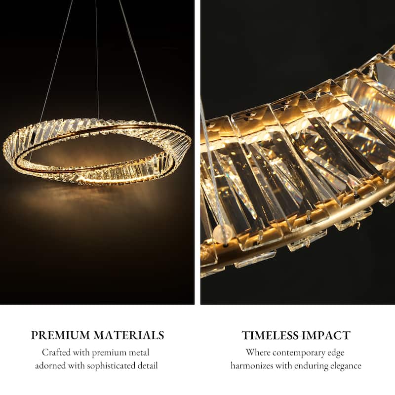 Modern Gold LED Crystal Drum Chandelier for Dining Living Room