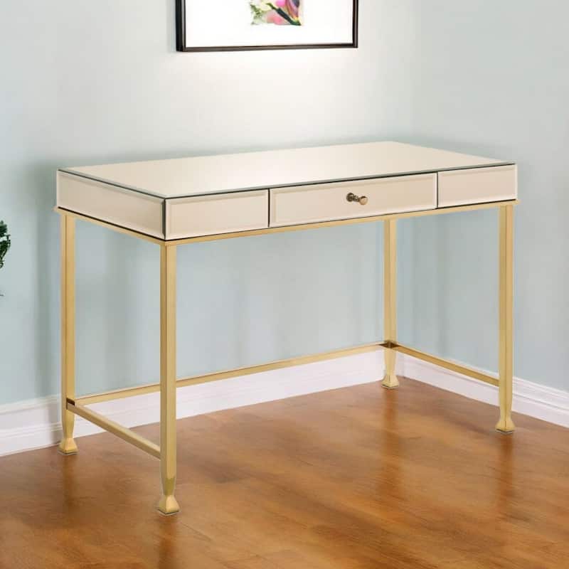 42" Champagne Mirrored Writing Desk - Clear