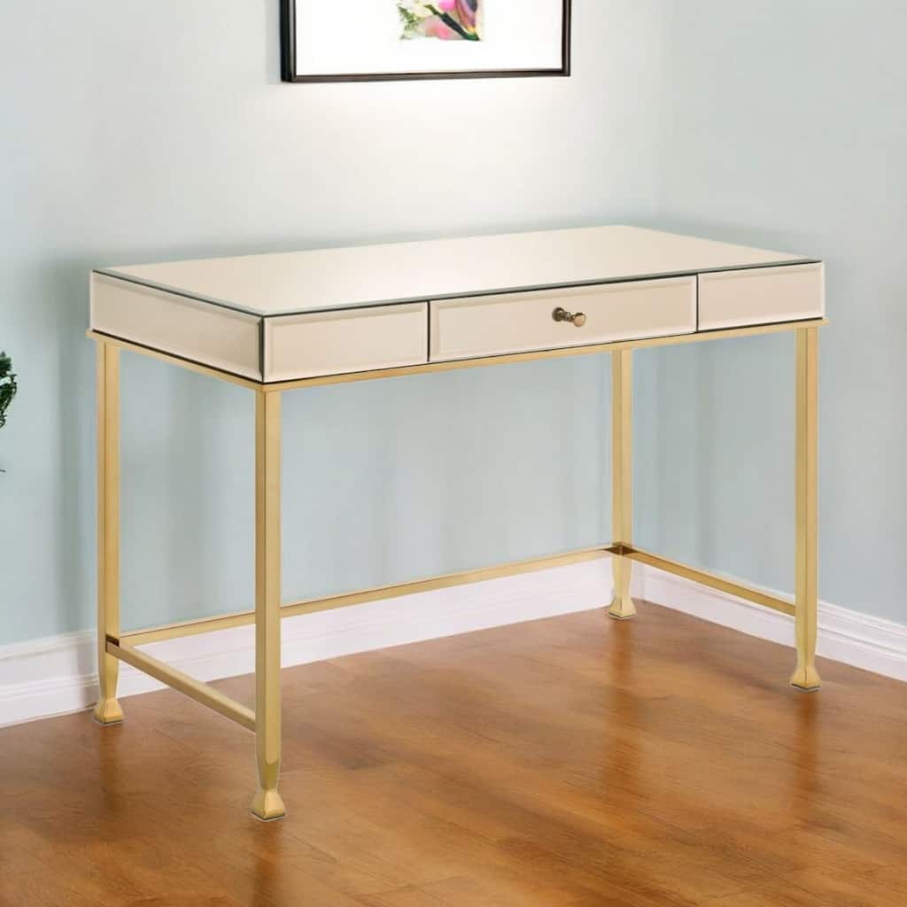 42" Champagne Mirrored Writing Desk
