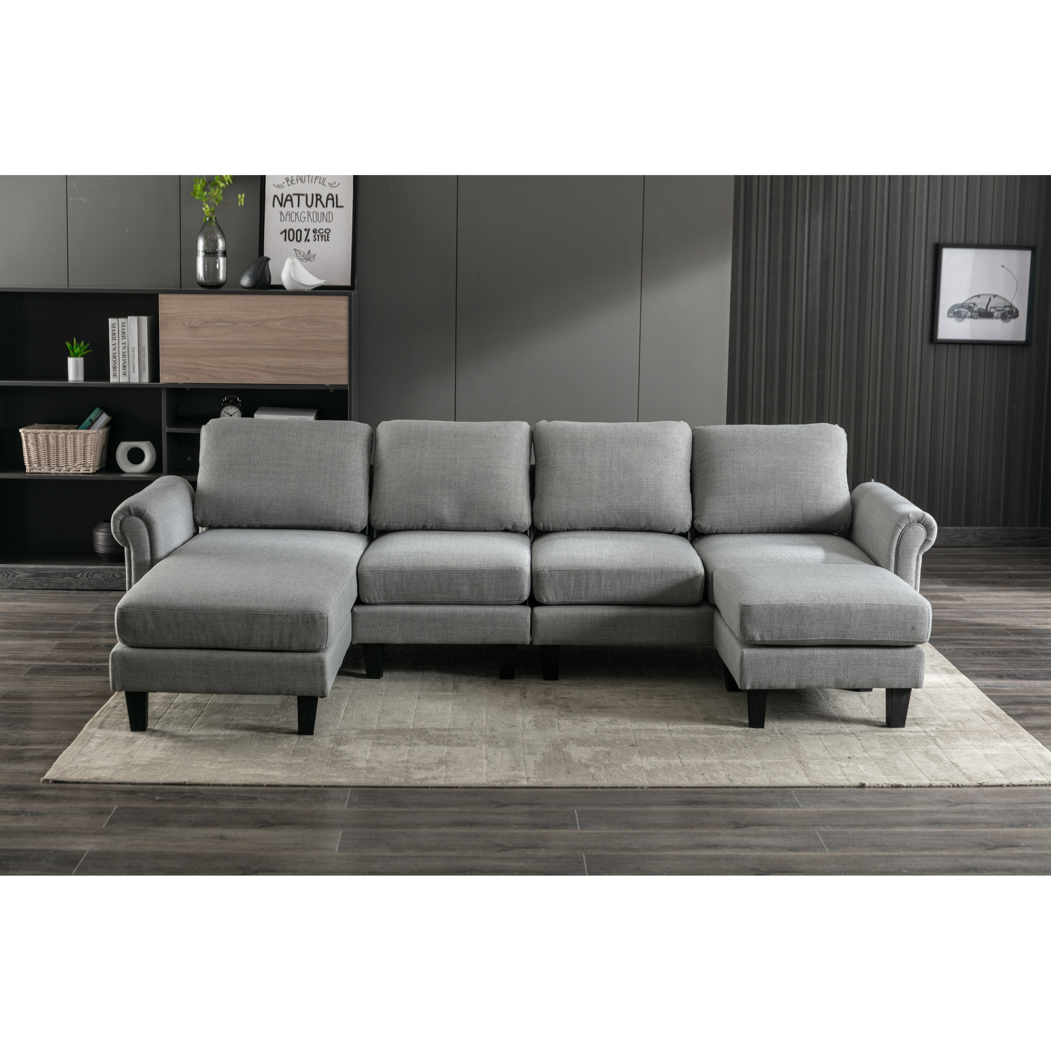 U shaped sectional new arrivals sofa with recliners