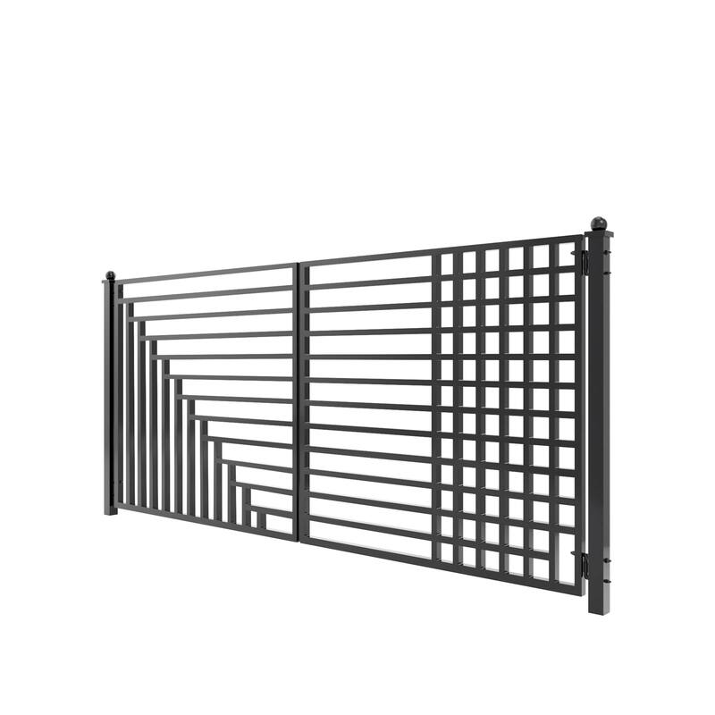 ALEKO Kyiv Style 12 x 6 feet Steel Dual Swing Driveway Gate with Opener