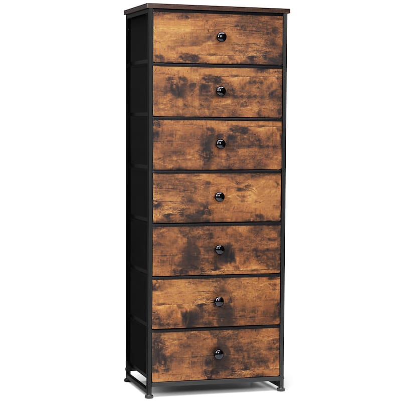 Slim Tall Vertical 7-Drawer Chest Dresser Closet Storage Organizer Unit for Bedroom