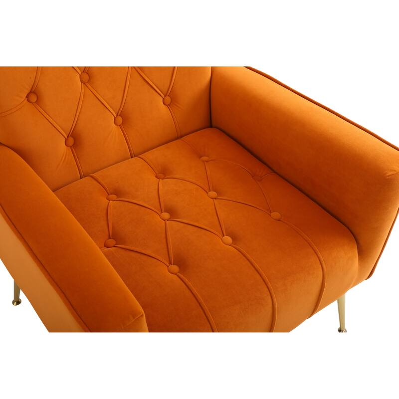 Orange 31.5" Velvet Button Tufted Arm Chair