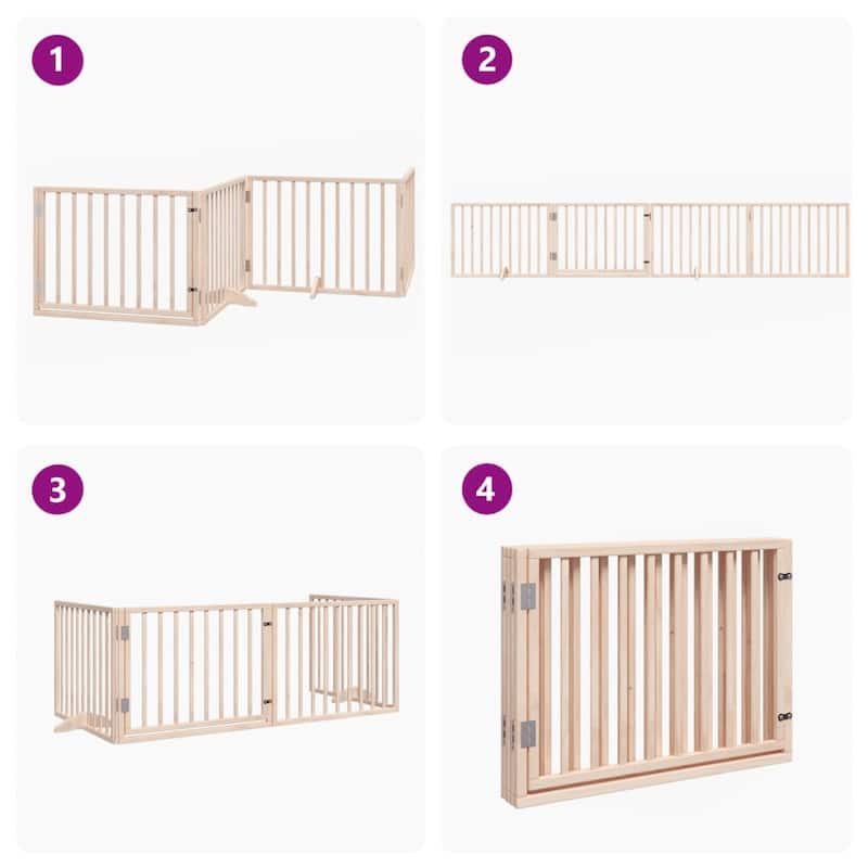 vidaXL Dog Gate Foldable Poplar Wood